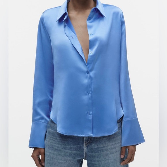 Zara Tops Zara Flowy Satin Effect Shirt Nwt Small Poshmark